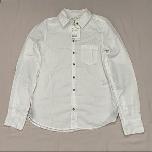 H&M White Button Up With Elbow Patches